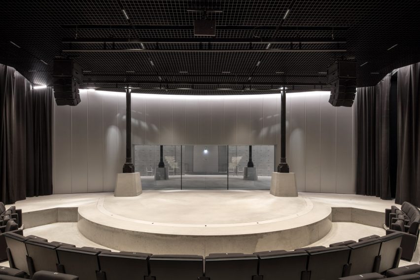 It has concrete interiors