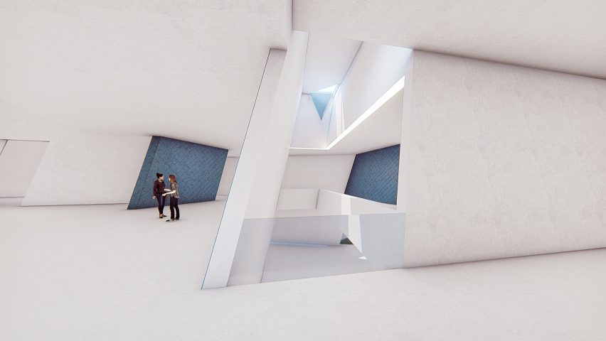 A visual of white-walled museum interiors