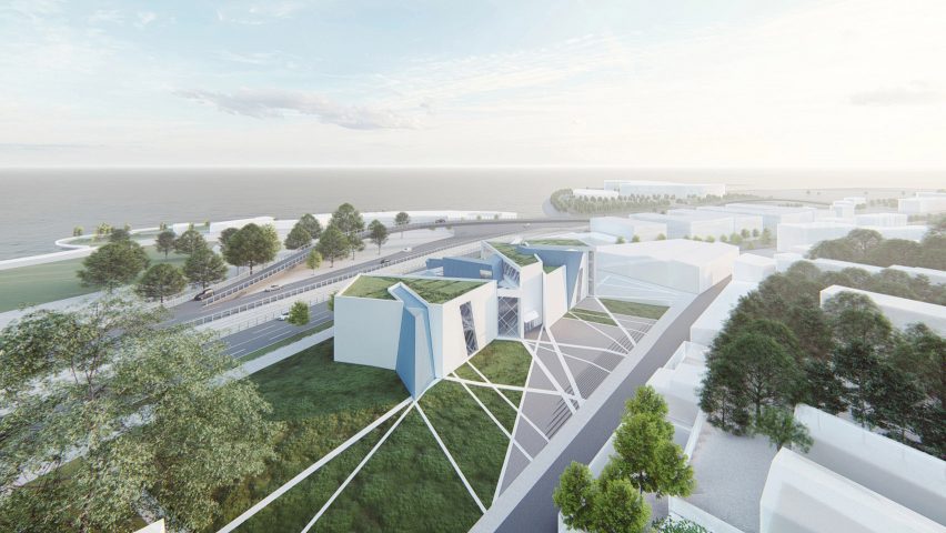 An aerial visual of the Tikva museum