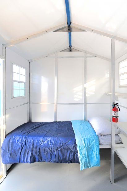 Interior shot of prefabricated shelters by Pallet
