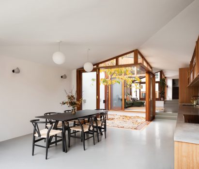 The kitchen and dining room of A Cloistered House