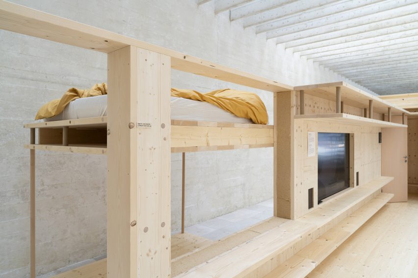 A sleeping area in a co-living housing prototype