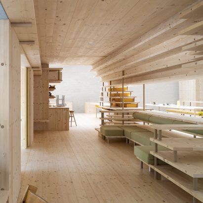 A wooden co-living space