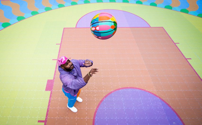 Canary Wharf basketball court by Yinka Ilori
