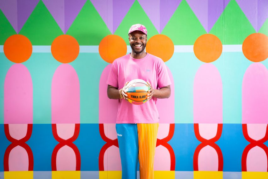Canary Wharf basketball court by Yinka Ilori