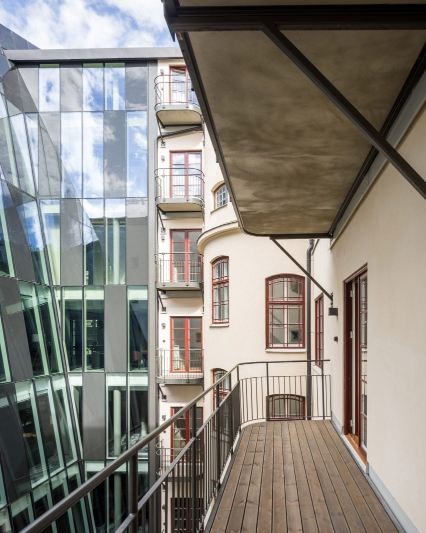 Balcony within the restored building