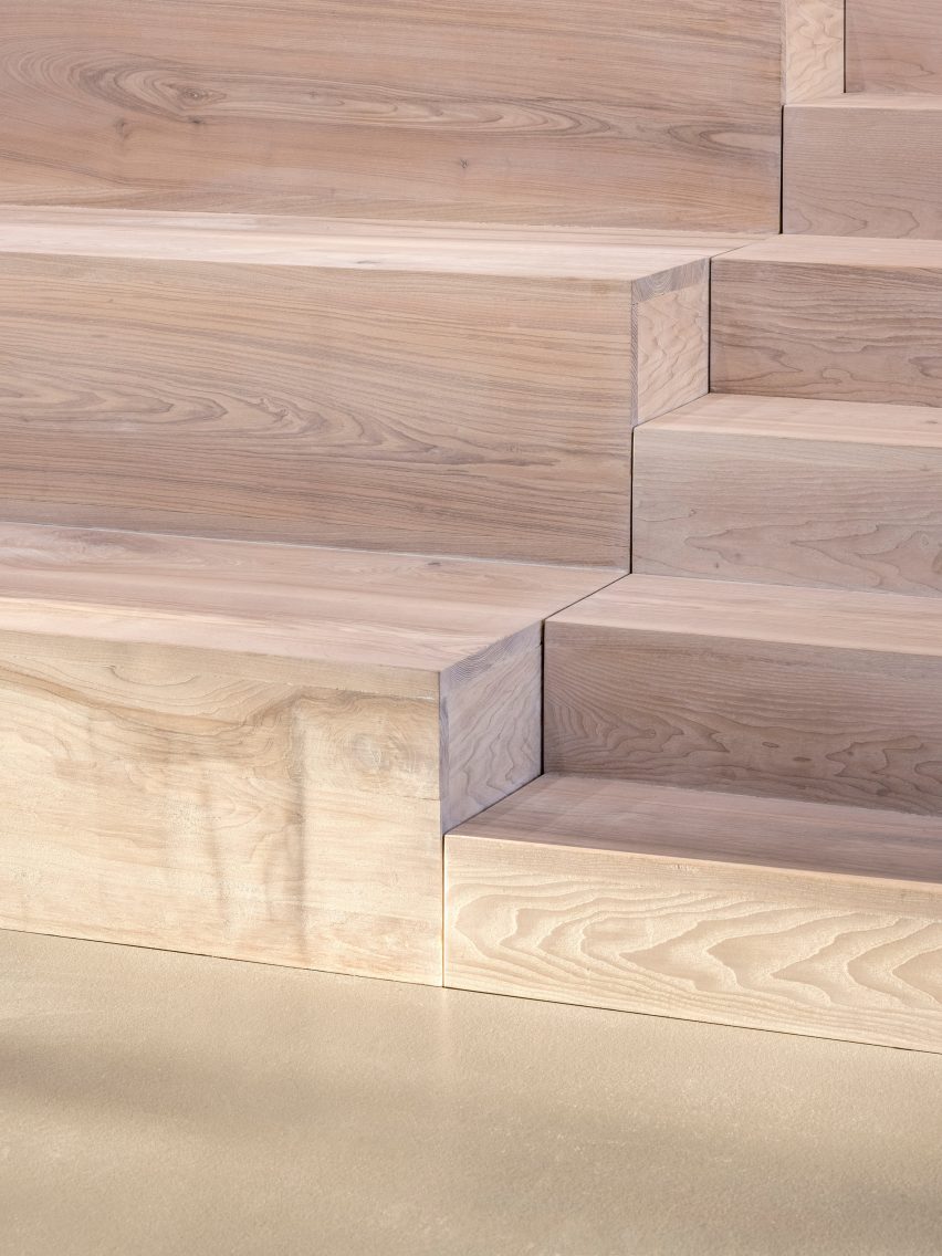 A wooden staircase