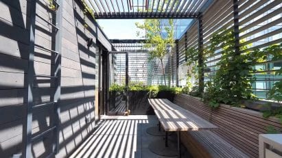 Dining area on roof terrace