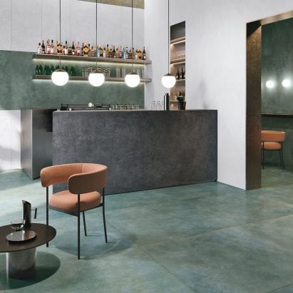 Foil tiles in a cafe setting