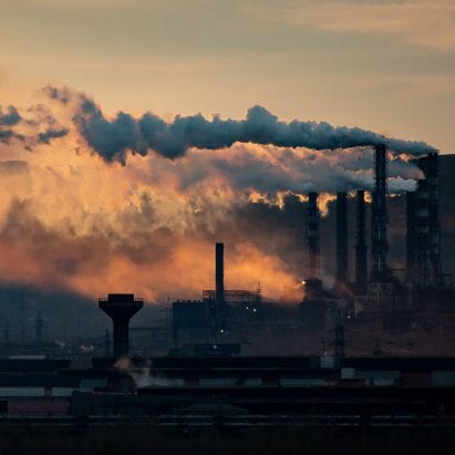 Pollution from a steel and iron works