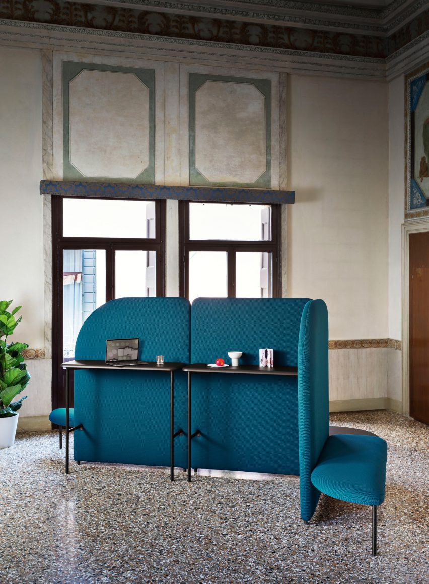 Marino bench with counter space for working
