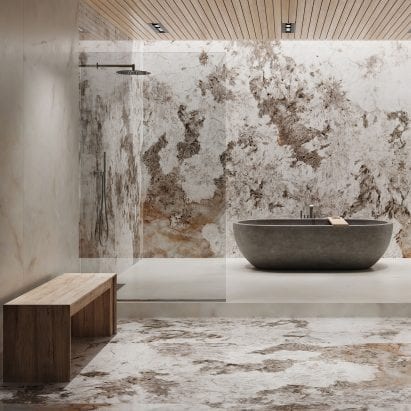 Patagonia porcelain marble-effect tile by Apavisa