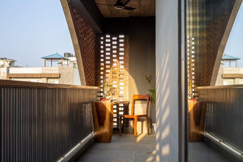 Light creates patterns on the balcony