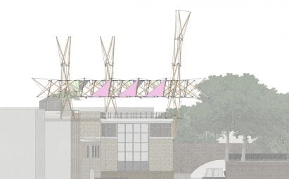 A tensegrity structure on top of Hoxton Docks