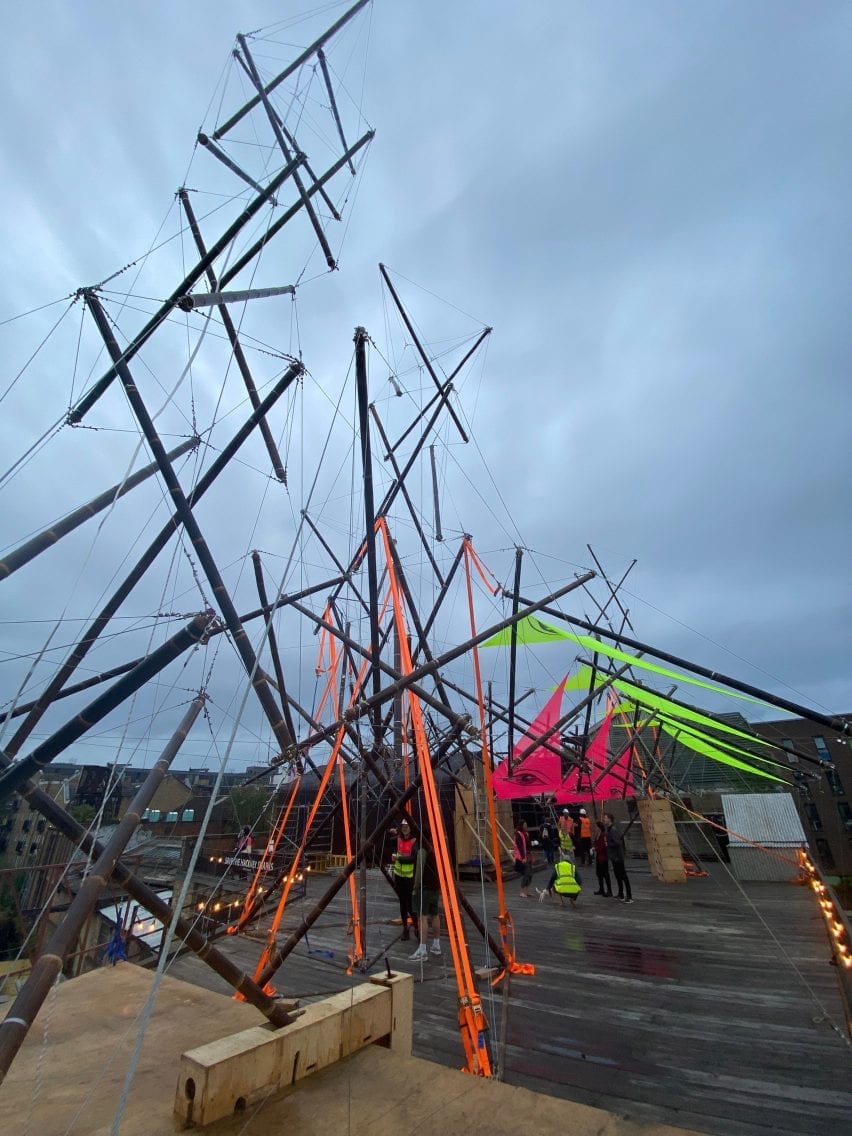 A bamboo pavilion at Hoxton Docks