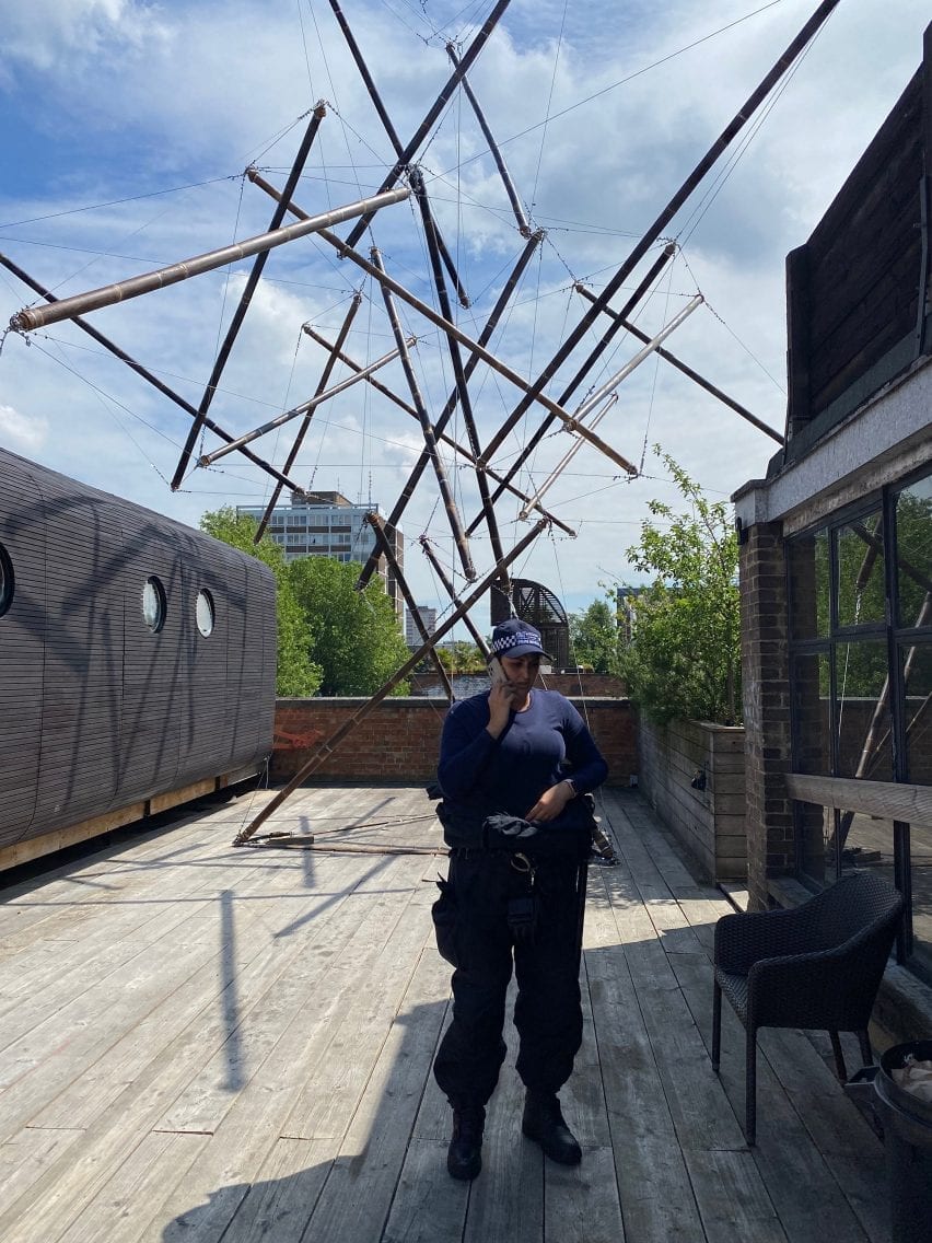 A bamboo pavilion at Hoxton Docks
