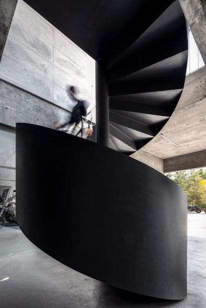 Spiral staircase made of steel in Pabellón RH