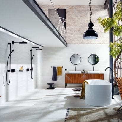 Water-saving and temperature-controlled bathroom products from Axor feature on Dezeen Showroom