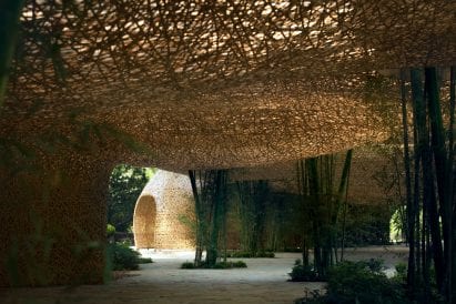 Light dapples into the pavilion by llLab.