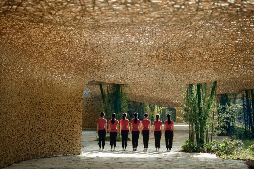 The structure falls to the ground