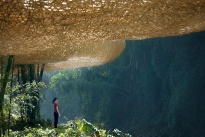 The structure blends with its landscape