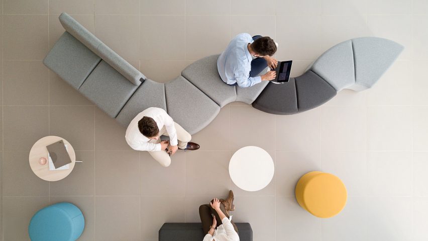 A curved modular sofa by Stone Designs for Actiu