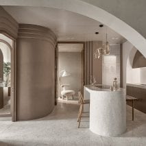 The apartment has curved walls