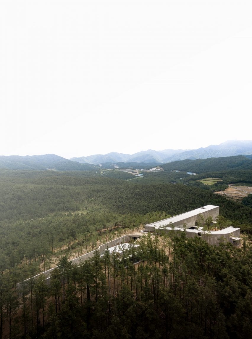 It is surrounded by Korean hills