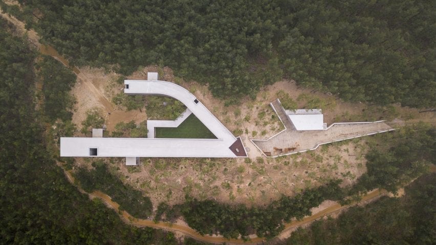 Aerial view of the art pavilion