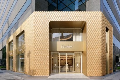 The Cartier store was covered in decorative wood by Klein Dytham Architecture
