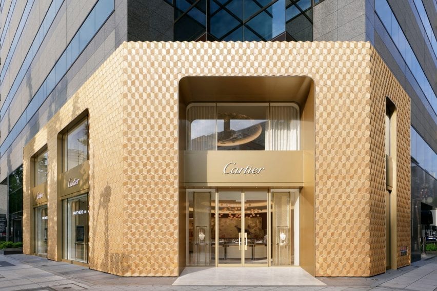 The Cartier store was covered in decorative wood by Klein Dytham Architecture