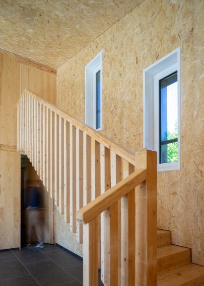 Pilgrims house has a wood lined interior