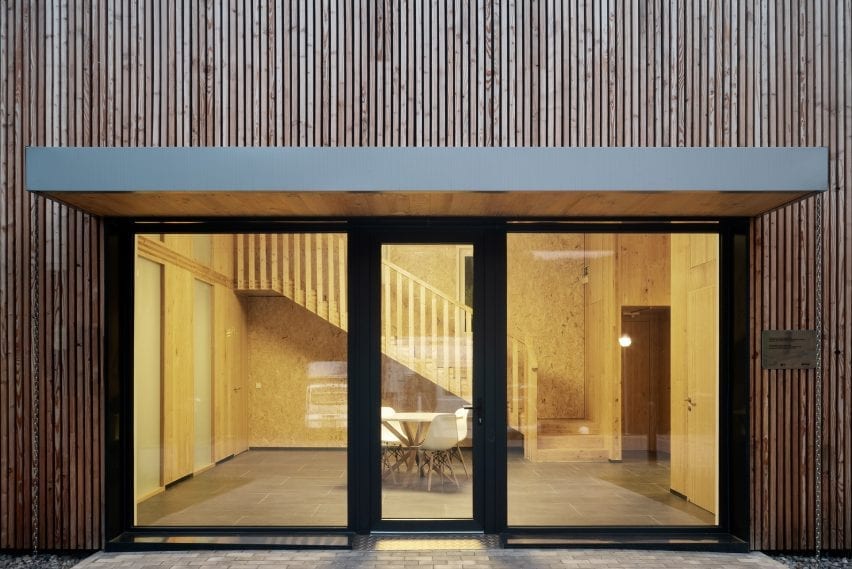 The entrance has glazed doors