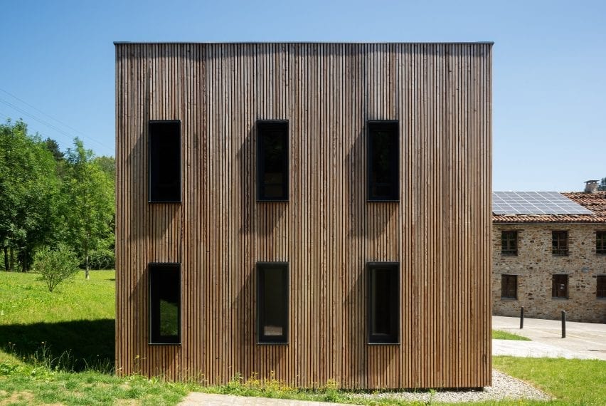 It has a square facade