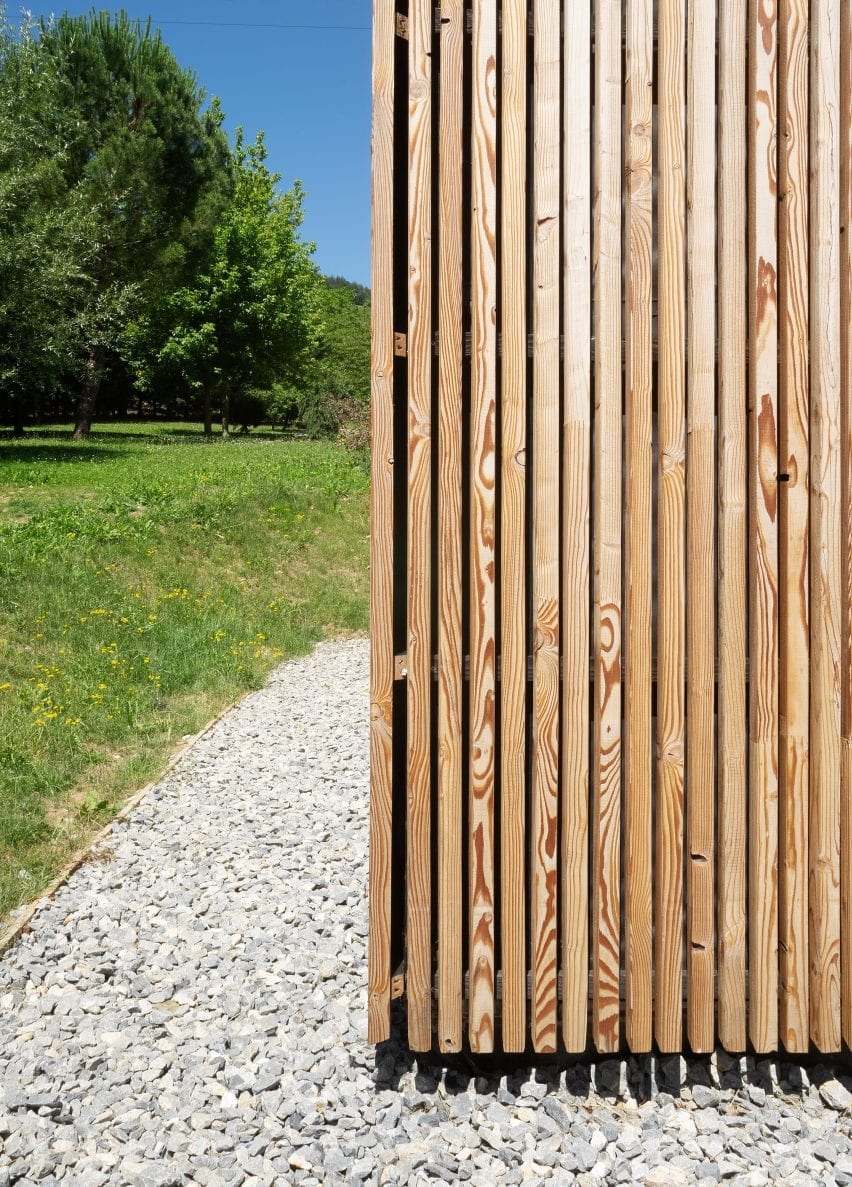 Timber clads the building