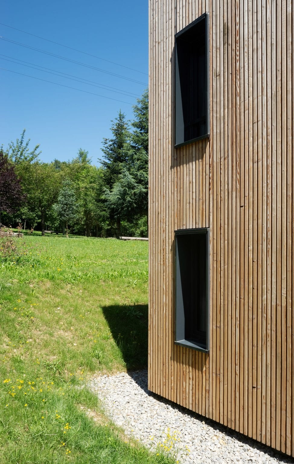 It is surrounded by grass