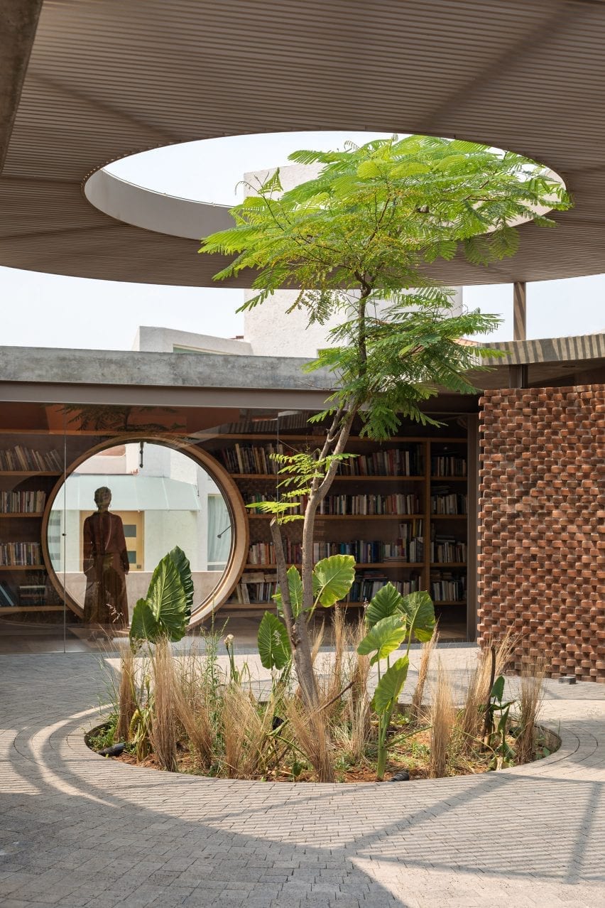 Interior courtyard with a tree