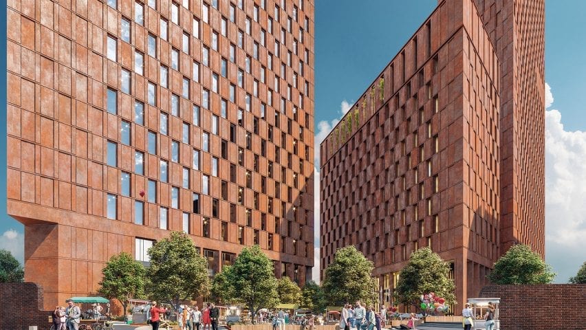 A visual of Corten steel-clad buildings in Birmingham