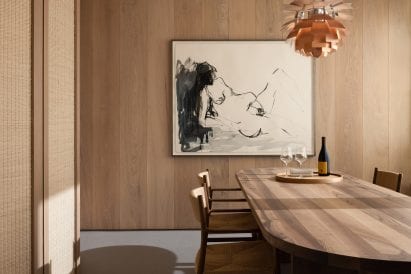 Pendant lights are part of the home's design