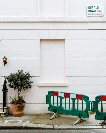 A bricked up window of a London house
