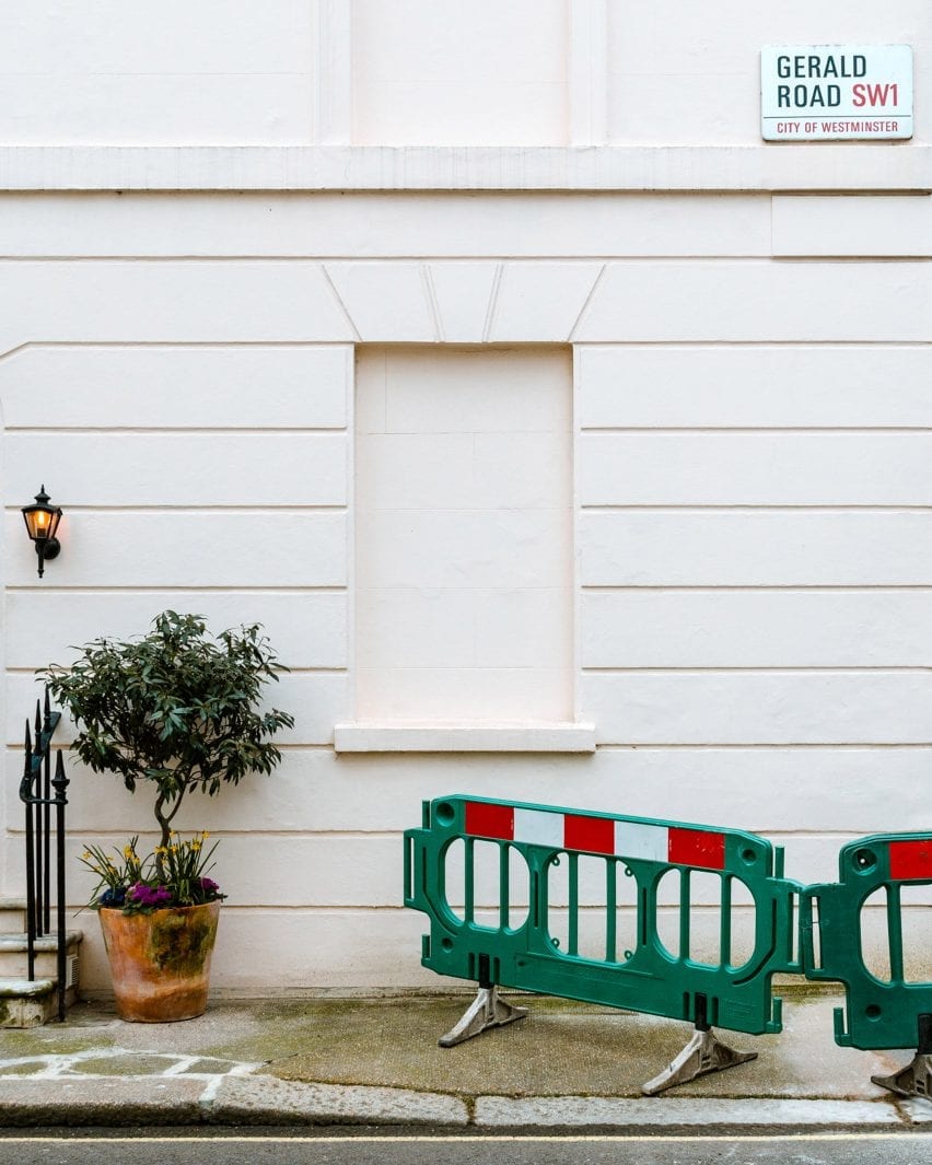 A bricked up window of a London house
