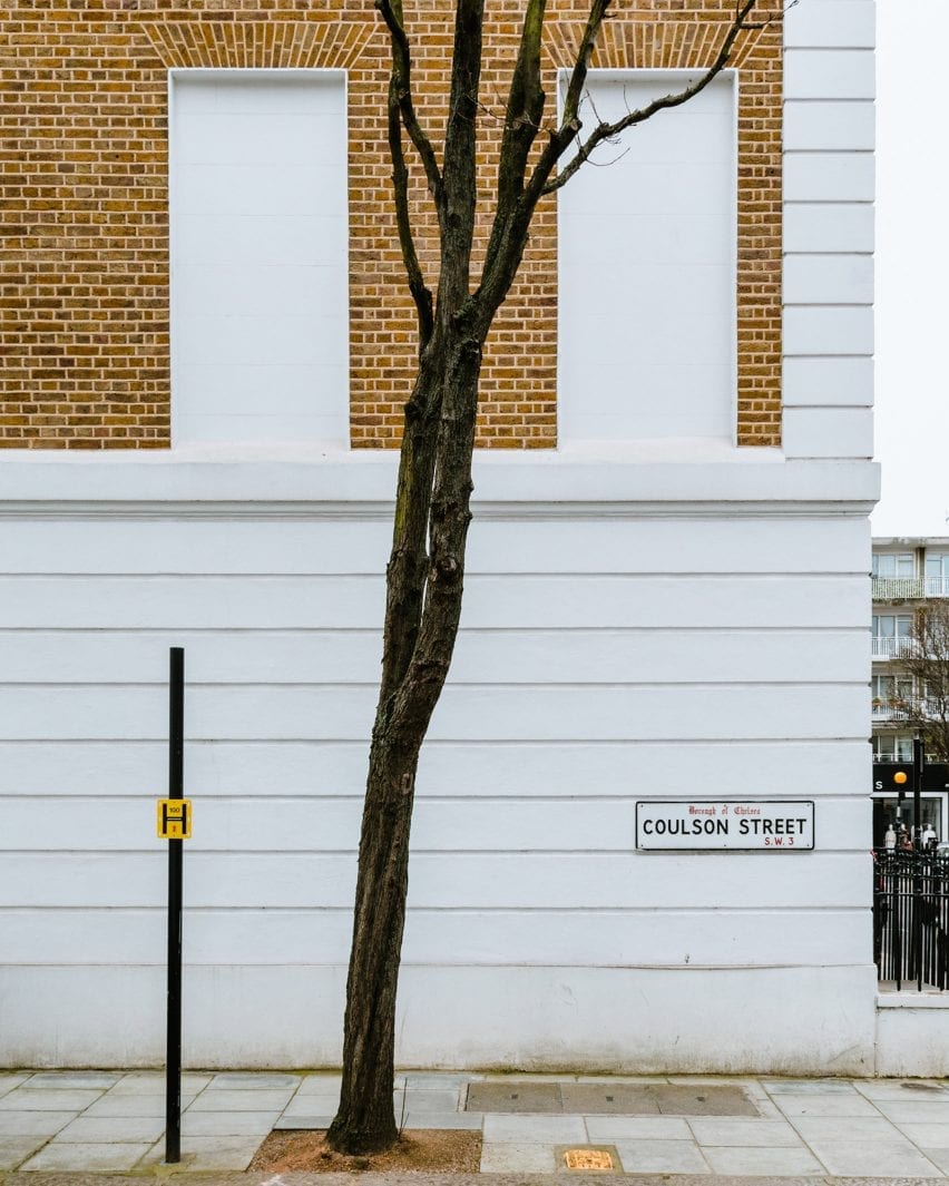 A London house with a white and brick facade