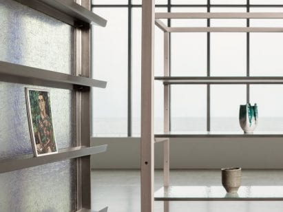 Fibreglass-backed shelf displaying artwork in Turner Contemporary Store