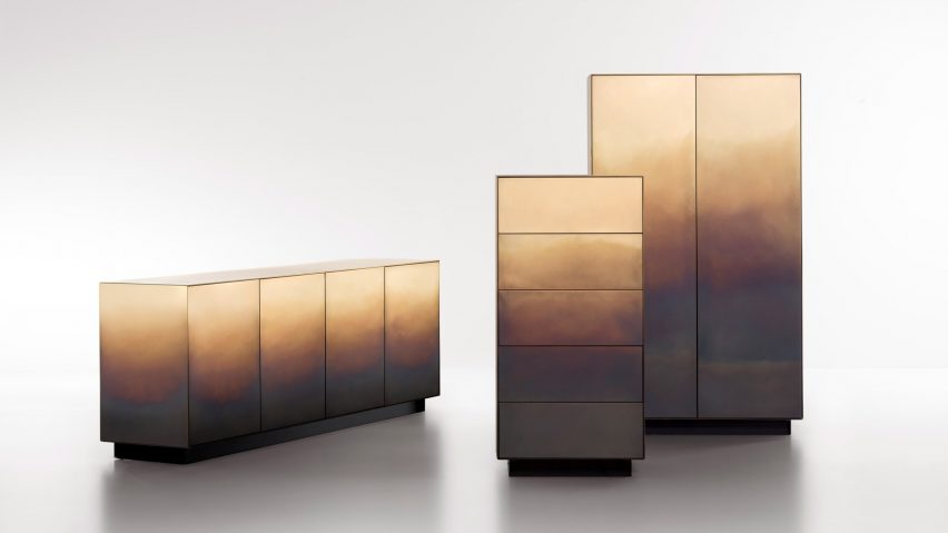 The collection has a golden finish