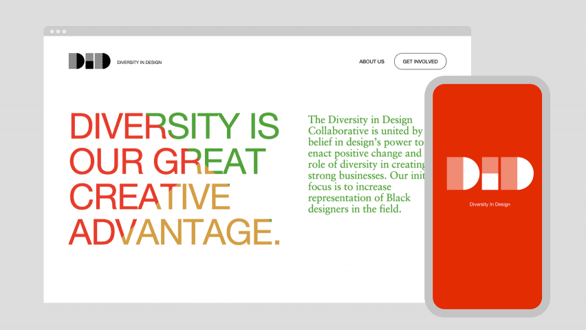 Diversity in Design website header by Work & Co