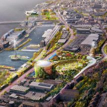 An aerial visual of Eden Project Dundee