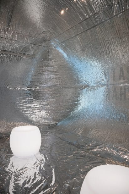 Light reflects off the chrome tpu material at the empathy echo chamber