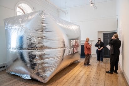 The installation has two entrances at its side