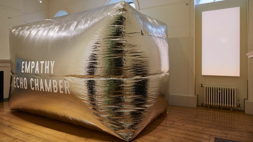 The installation has a reflective look