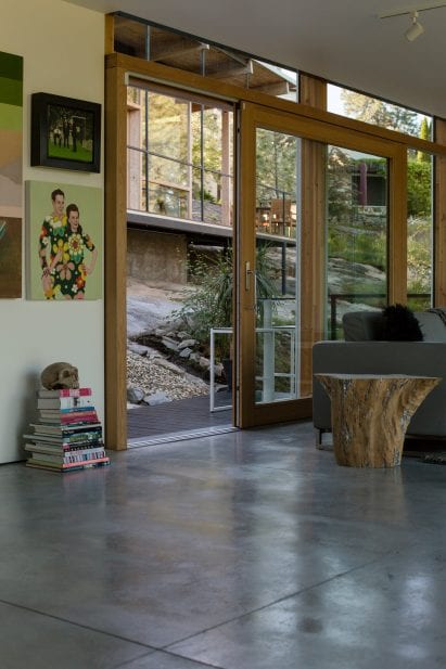 F2A Architecture incorporated wooden columns into the interior